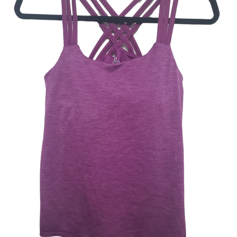 Prana Women's Waterfall Tank Purple Strappy Crisscross Active Workout Size Small